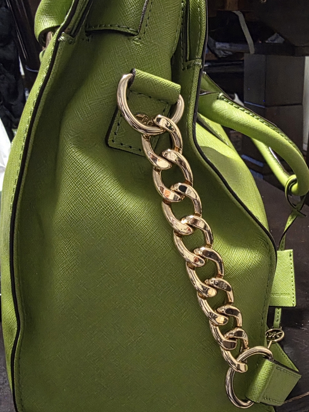 Michael Kors Lime Green Shoulder Bag with Gold Chain Strap